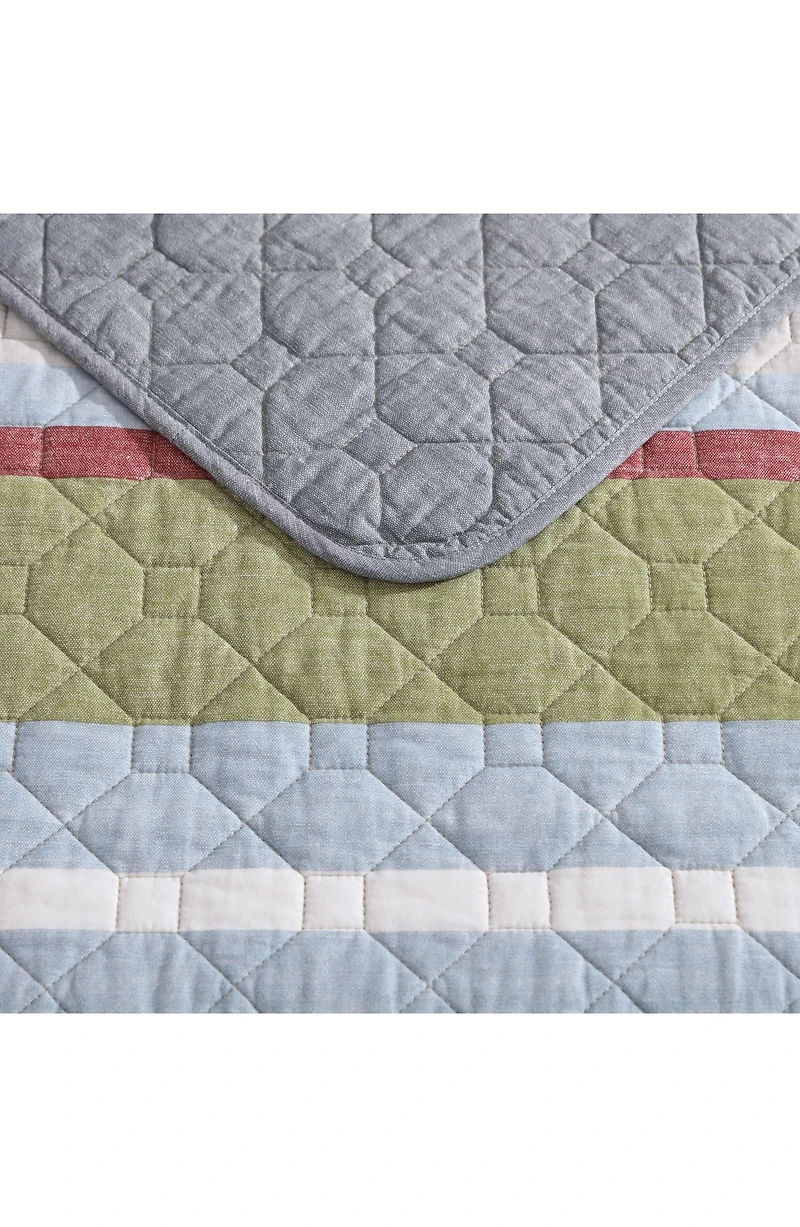 Salmon Ladder Cotton Quilt 3-Piece Set