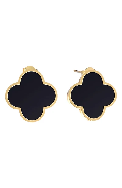 Onyx Clover Stud Earrings