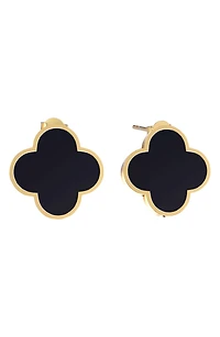 Onyx Clover Stud Earrings