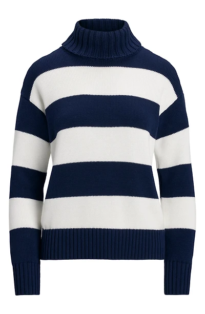 Stripe Cotton Turtleneck Sweater