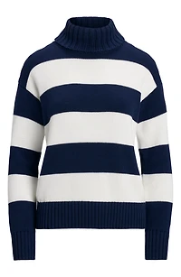 Stripe Cotton Turtleneck Sweater