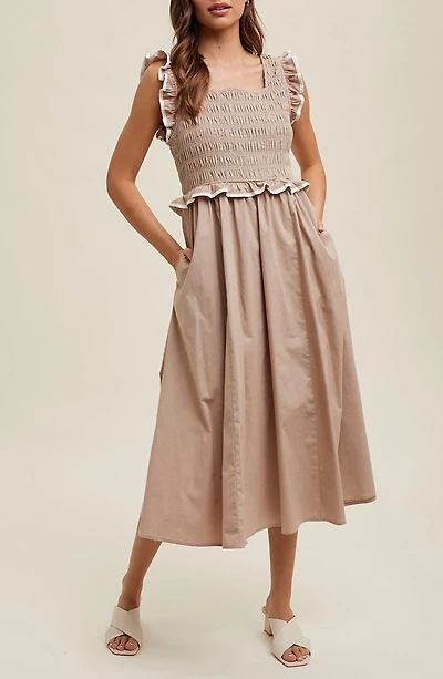 Ruffle Tank Midi Dress