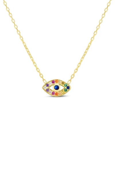 Rainbow Cubic Zirconia Evil Eye Pendant Necklace