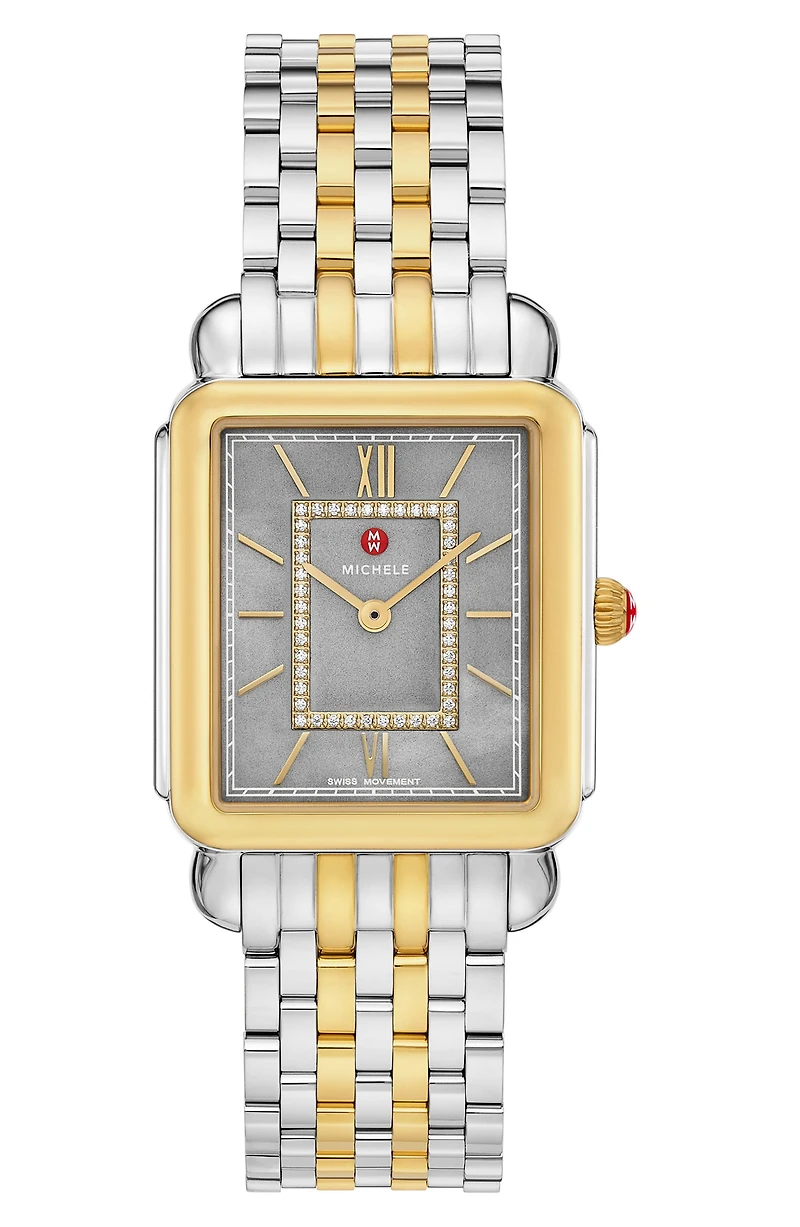 Deco II Two-Tone Diamond Quartz Bracelet Watch, 32mm
