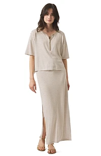 Brooke Stripe Short Sleeve Half Zip T-Shirt