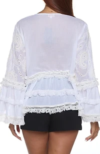 Ruffle Sleeve Cover-Up Top