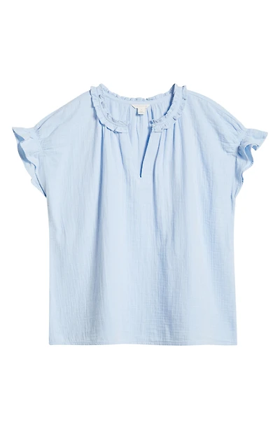 Ruffle Accent Cotton Gauze Top
