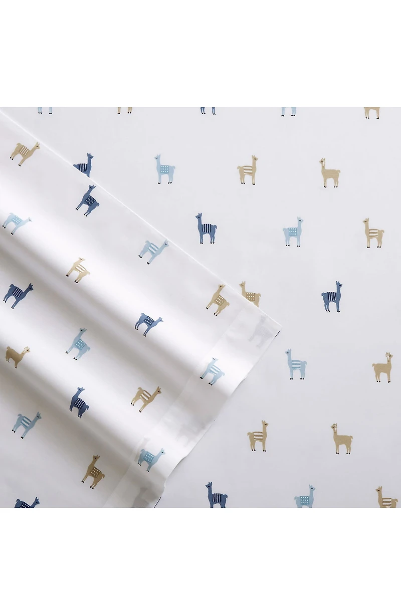 Llama Print 200 Thread Count Cotton Percale Sheet Set