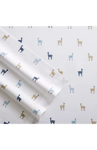 Llama Print 200 Thread Count Cotton Percale Sheet Set