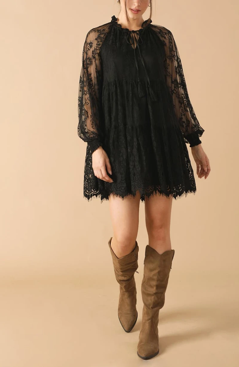 Long Sleeve Lace Minidress