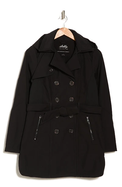 Water-Resistant Hooded Double-Breasted Trench Coat