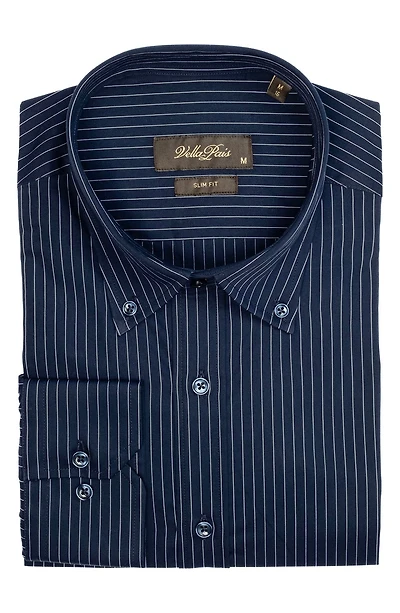 Stripe Cotton Slim Fit Button Down Shirt