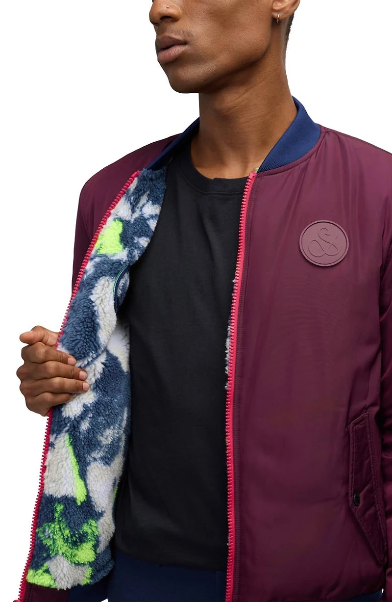 Evlon Reversible Faux Shearling Bomber Jacket