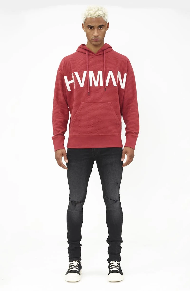 Logo Waffle Knit Pullover Hoodie