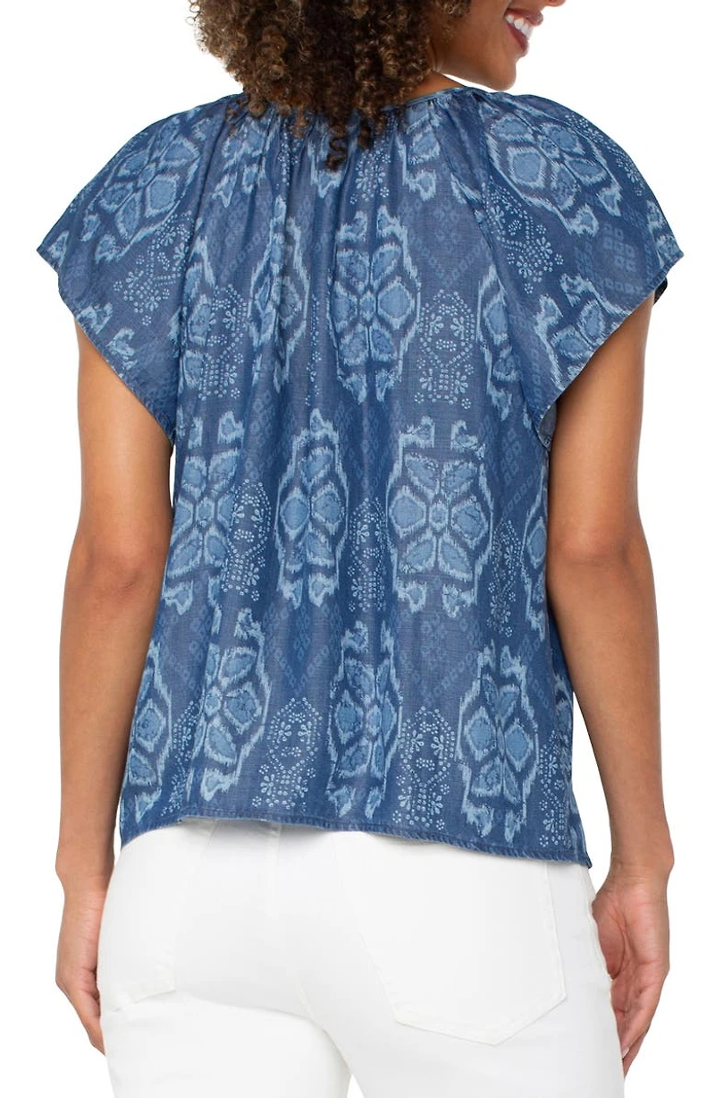 Batik Print Flutter Sleeve Top