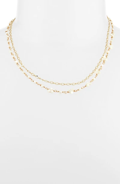 Layered Crystal & Faux Pearl Necklace