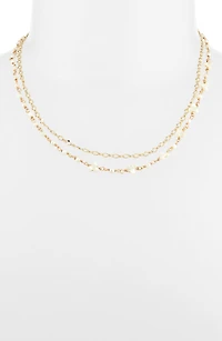 Layered Crystal & Faux Pearl Necklace