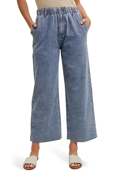Raw Hem Wide Leg Jeans