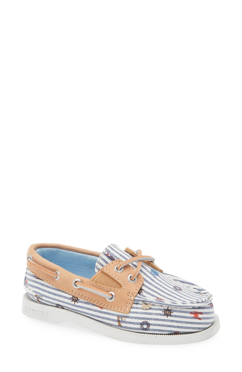 Kids' Authentic 2-Eye Nautical Print Boat Shoe