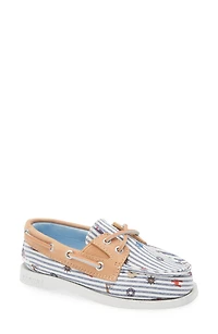 Kids' Authentic 2-Eye Nautical Print Boat Shoe