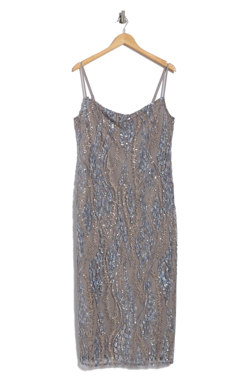 Achilles Cowl Neck Sequin Midi Dress