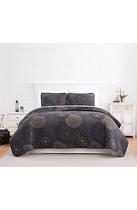 Midnight Floral Oversized Quilt Cover Set - Blue King/California King