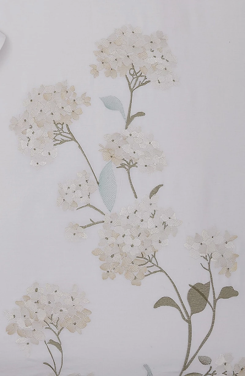 White Hydrangea Embroidery Cotton Duvet Cover Set