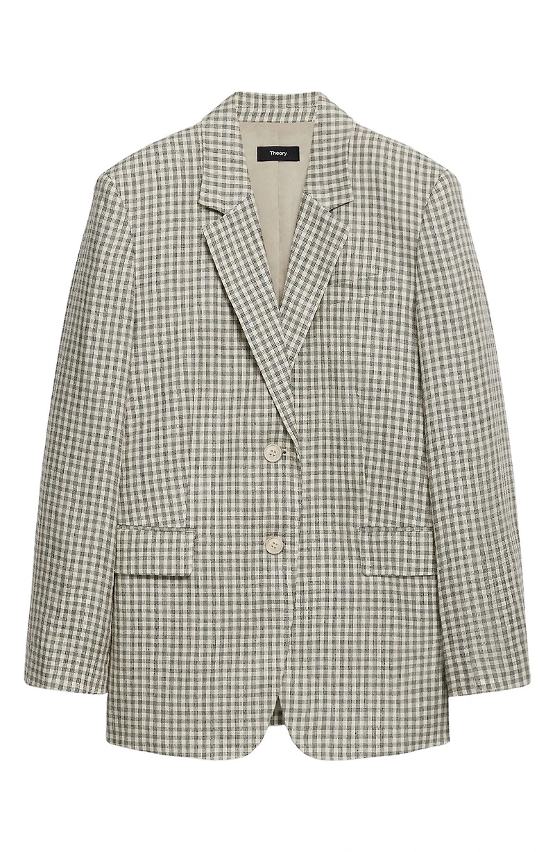 Check Linen Blend Blazer