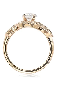 Rose Plated Sterling Silver Round Cubic Zirconia Halo Engagement Ring