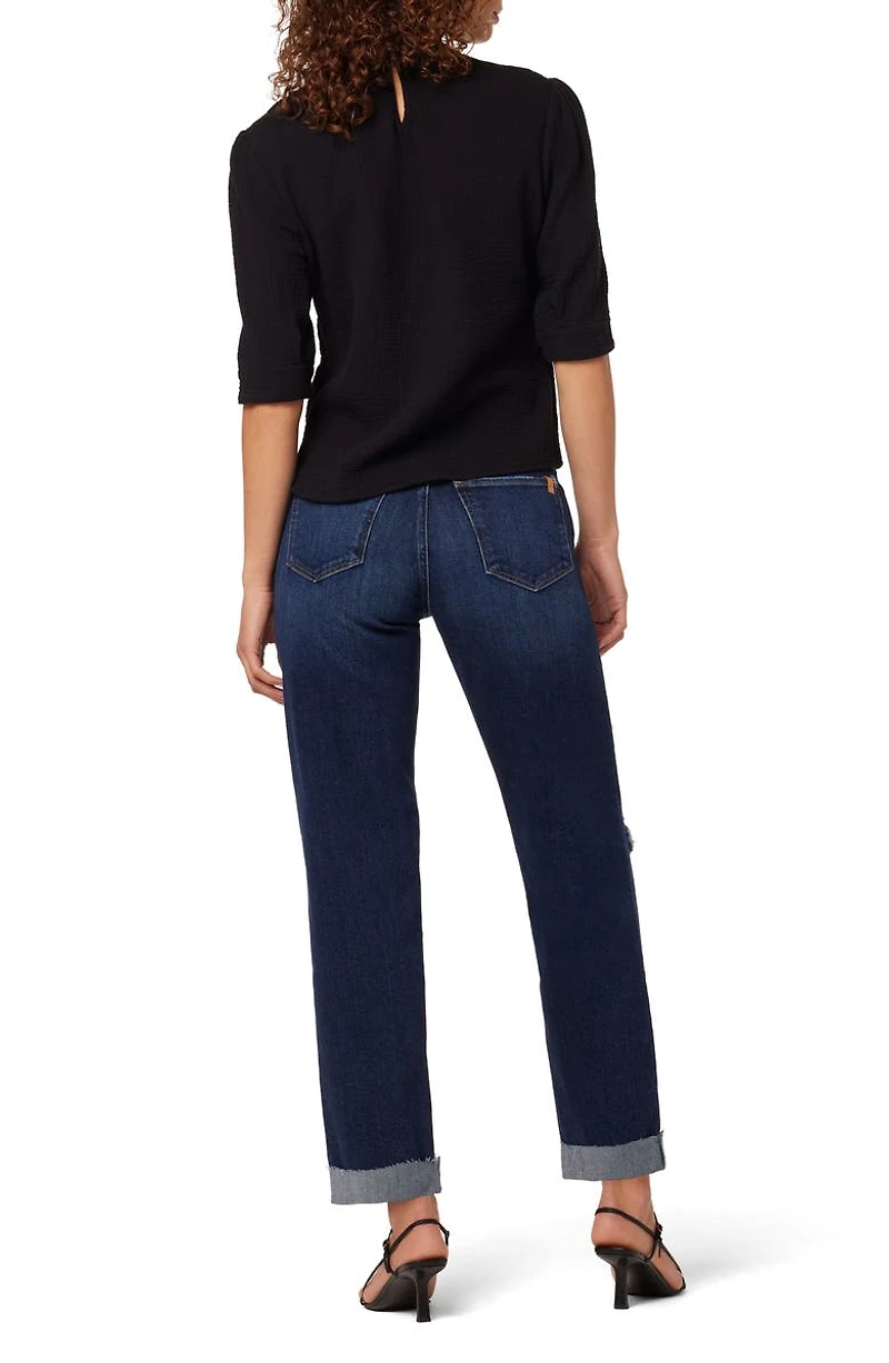 The Niki Ripped Roll Hem Boyfriend Nonstretch Jeans