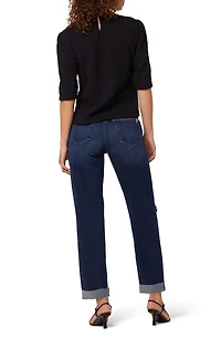 The Niki Ripped Roll Hem Boyfriend Nonstretch Jeans