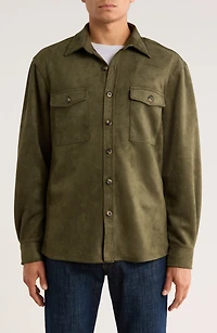 Faux Suede Shirt Jacket