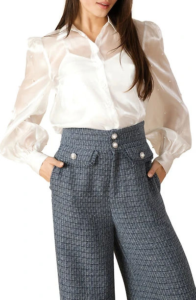 Organza Embellished Button-Up Shirt