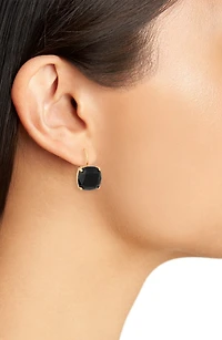cushion cut black cubic zirconia drop earrings