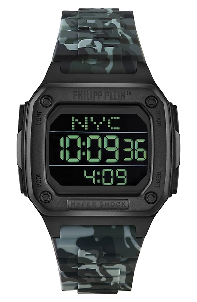 Hyper $hock Silicone Strap Square Watch, 44mm