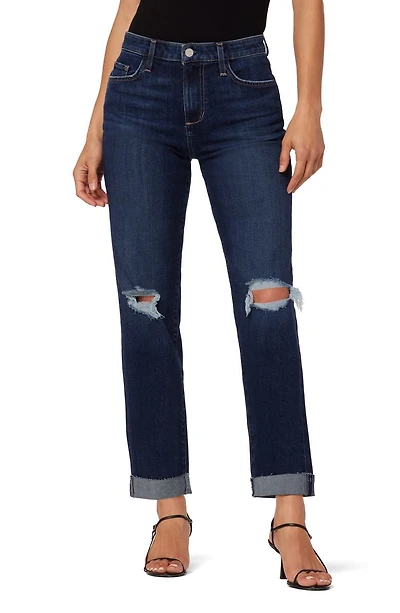 The Niki Ripped Roll Hem Boyfriend Nonstretch Jeans