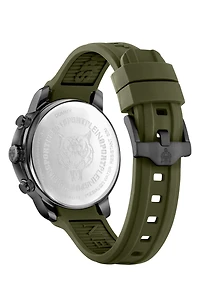 Camo Dial Three-Hand Quartz Silicone Strap Watch, 43mm