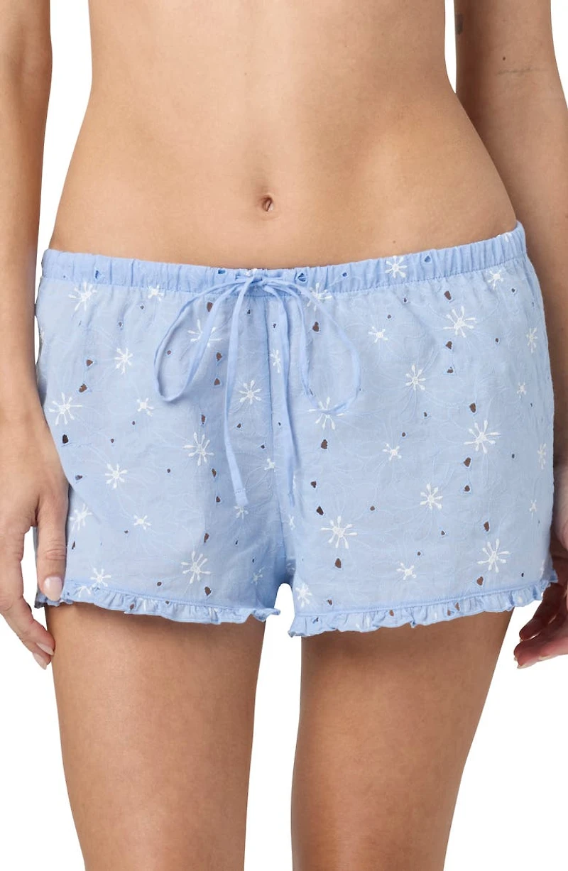 Eyelet Tie Waist Organic Cotton Shorts