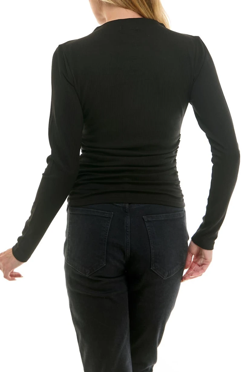 Long Sleeve Mock Neck Rib Knit Top