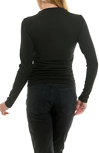 Long Sleeve Mock Neck Rib Knit Top