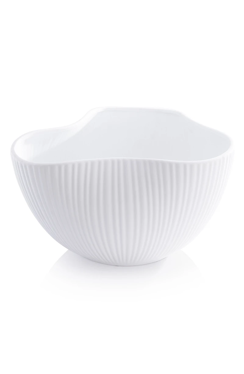 Organic Ribbed Orchid Ceramic Bowl