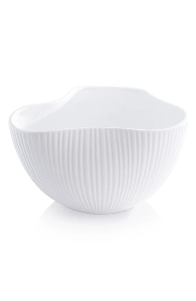 Organic Ribbed Orchid Ceramic Bowl