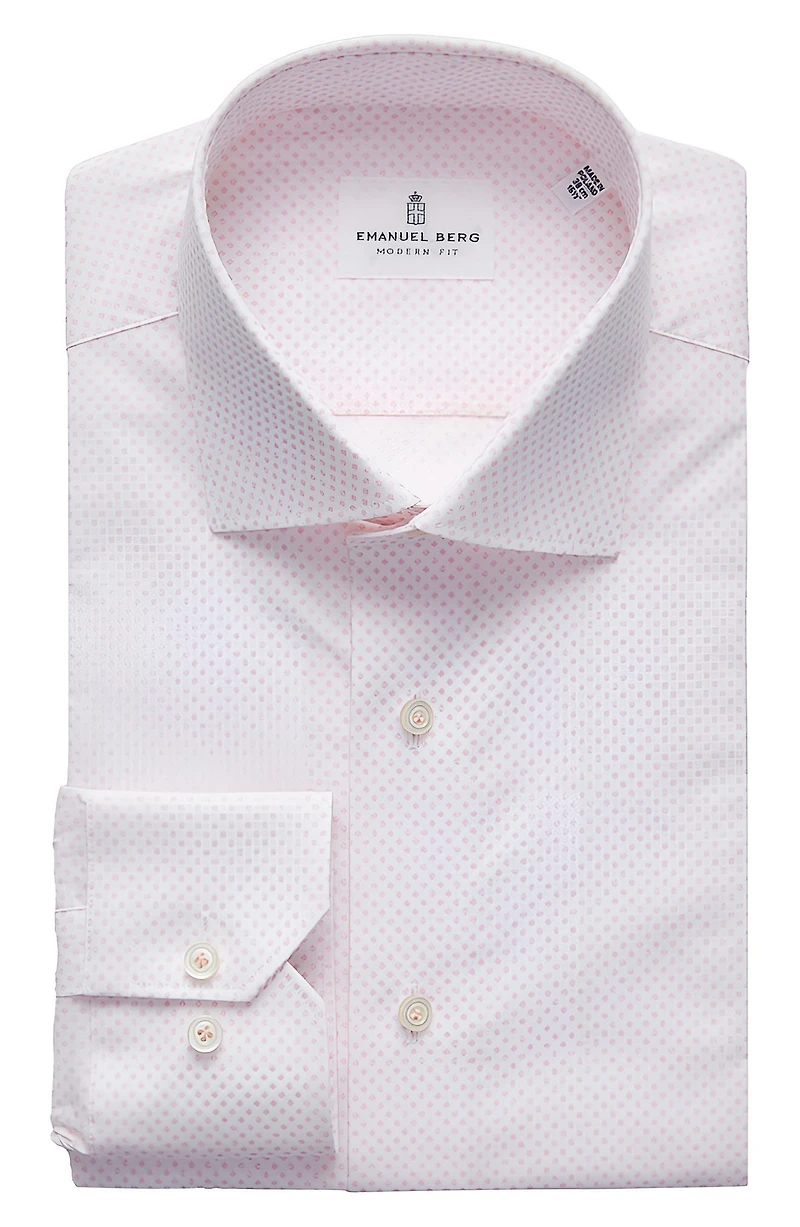 Modern Fit Geometric Print Stretch Cotton Dress Shirt