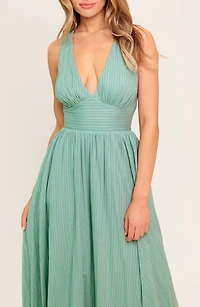 Plunge Neck Maxi Dress