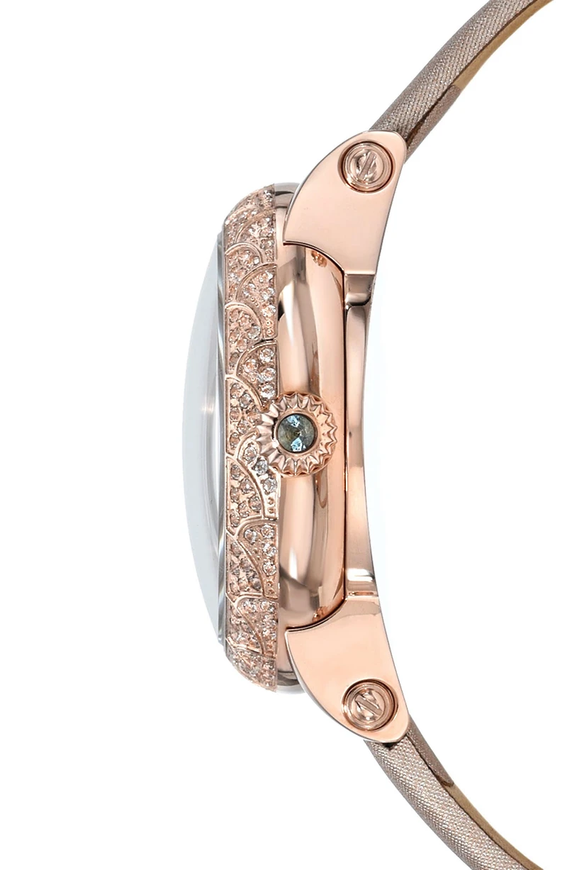 Liza Automatic Satin Leather Strap Watch, 38mm