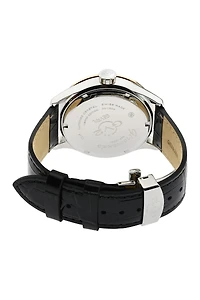 Men's Giromondo Green Dial Black Calfskin Leather Watch, 42mm