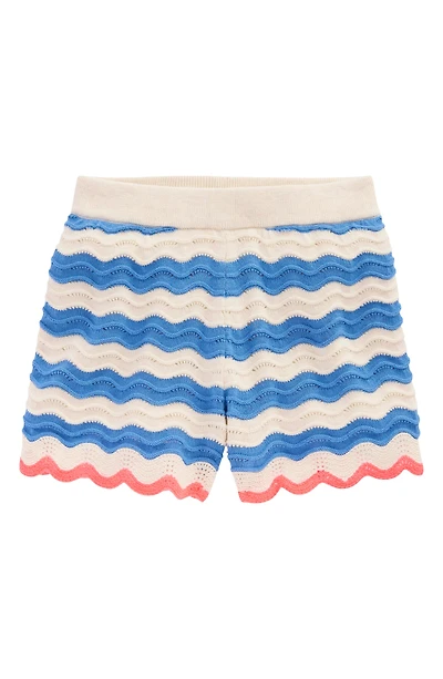 Kids' Stripe Pointelle Stitch Cotton Sweater Shorts