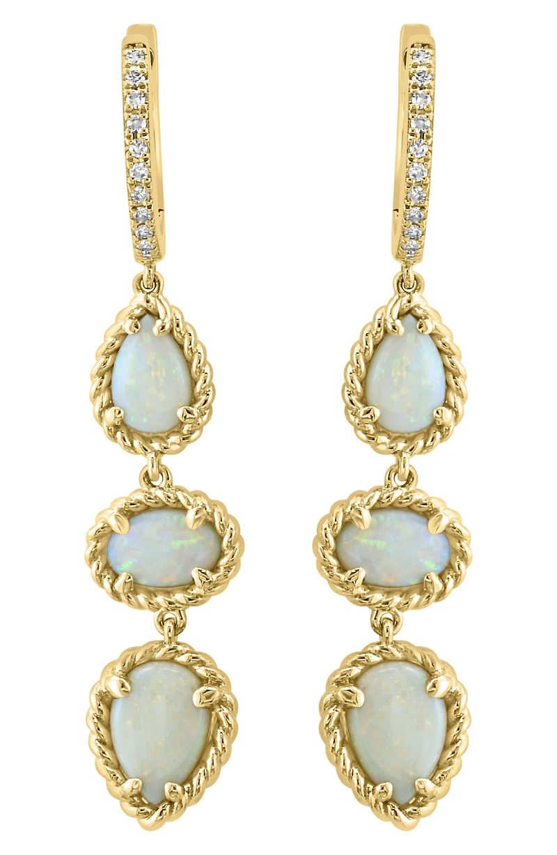 Diamond & Opal Drop Earrings