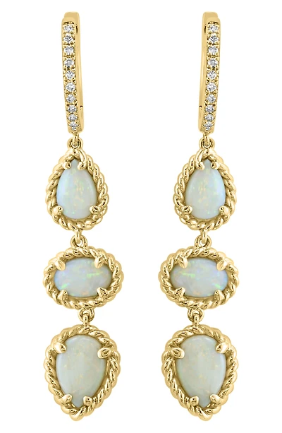 Diamond & Opal Drop Earrings