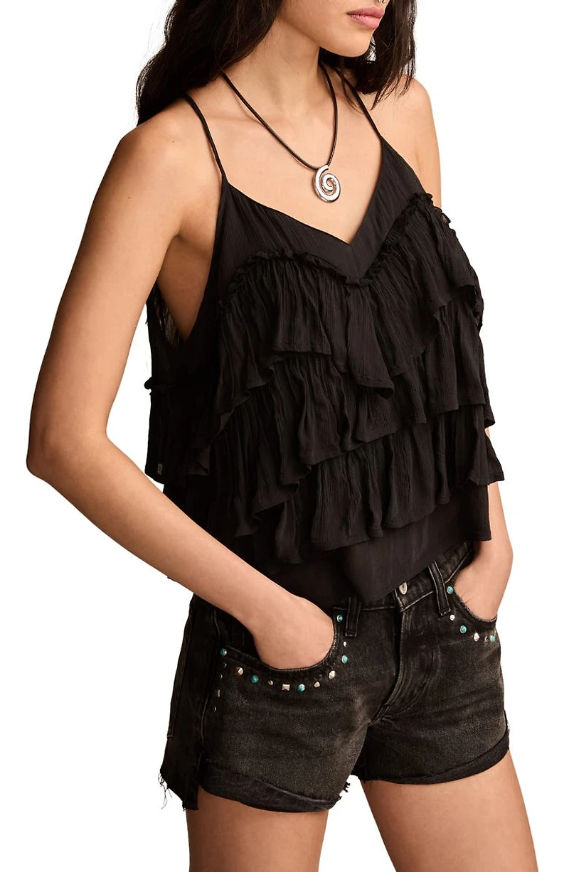 Plissé Tiered Ruffle Chiffon Tank